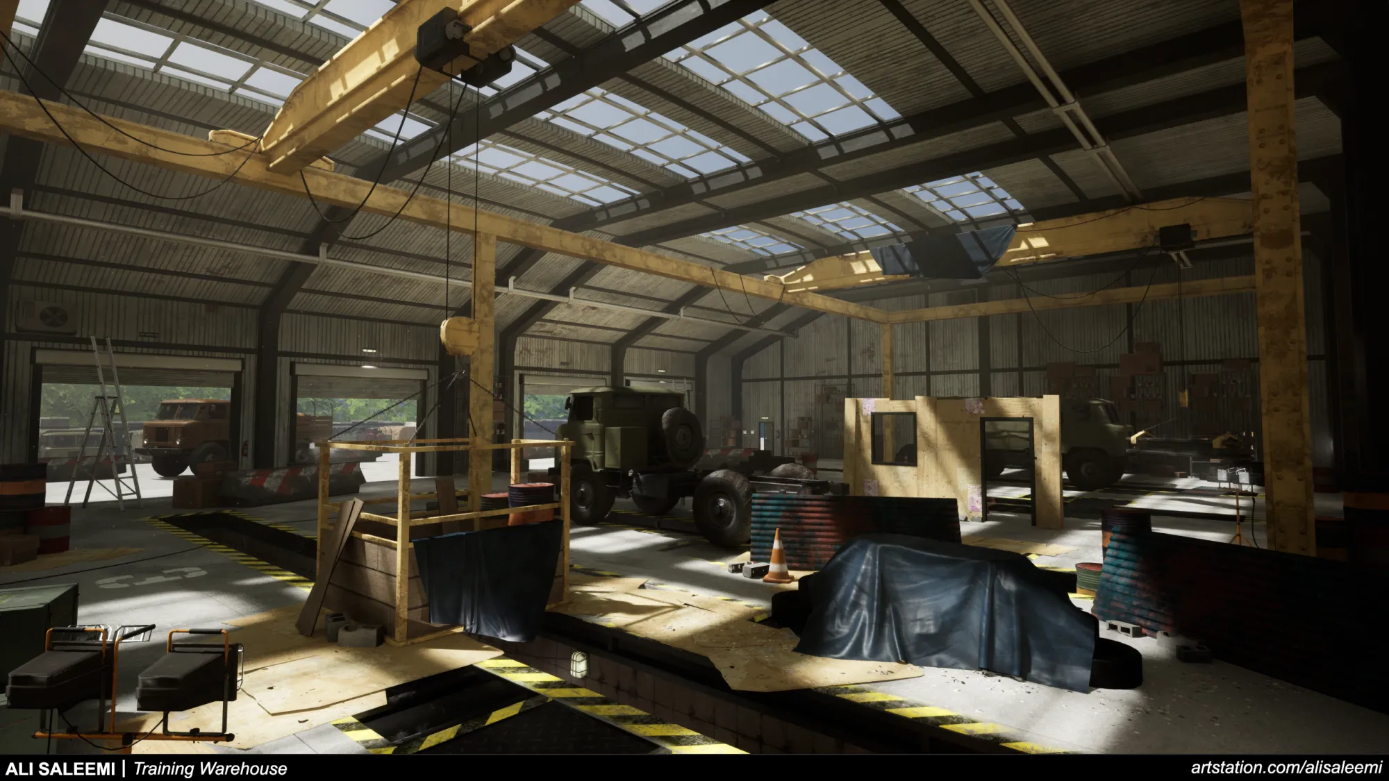 Ali Saleemi Warehouse with Trucks for FPS Game