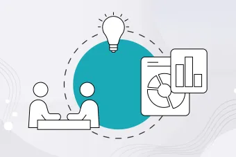 An illustration about a student networking with industry partners.