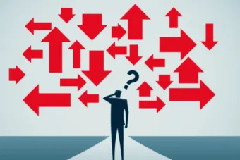 Graphic representation of a person unsure of which way to go